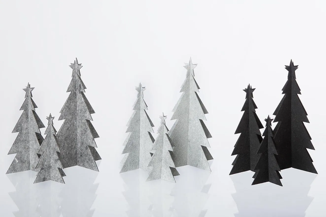 Deko Weihnachtsbaum in drei Größen, schwarz aus Öko-Filz