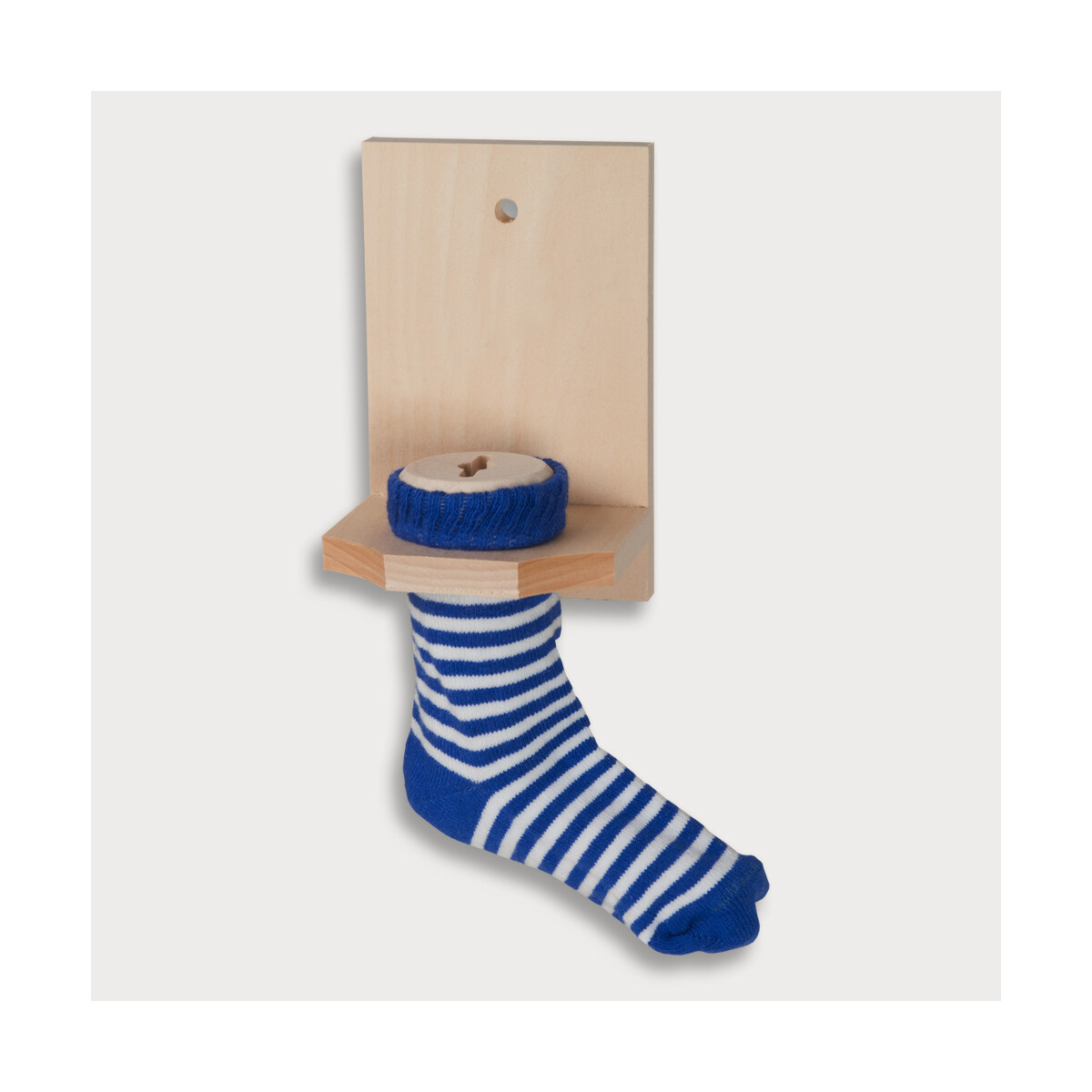 Savings stocking, blue sock made of wood 12 cm