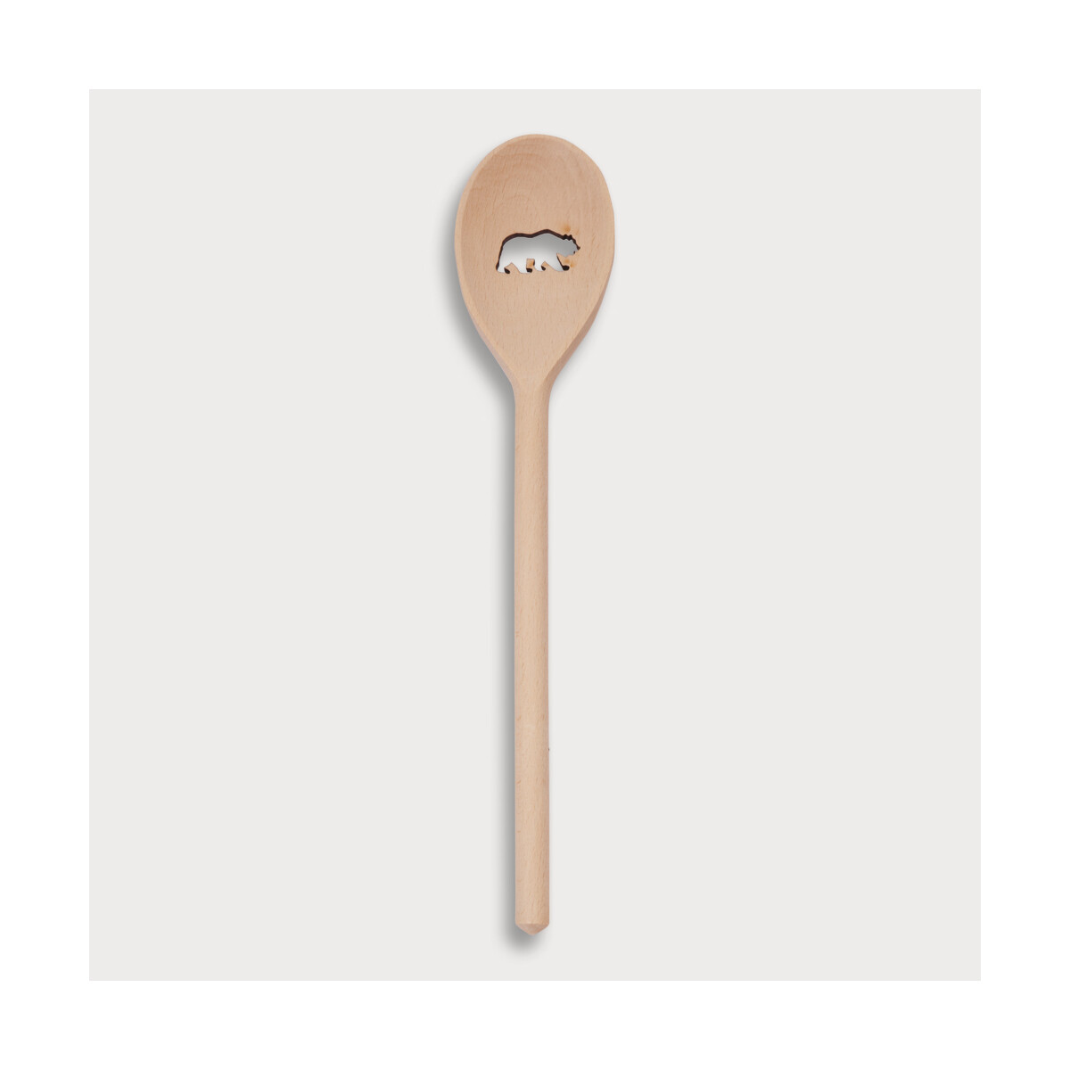 Cucchiaio da cucina in legno, ovale, con motivo di orso, 30 cm