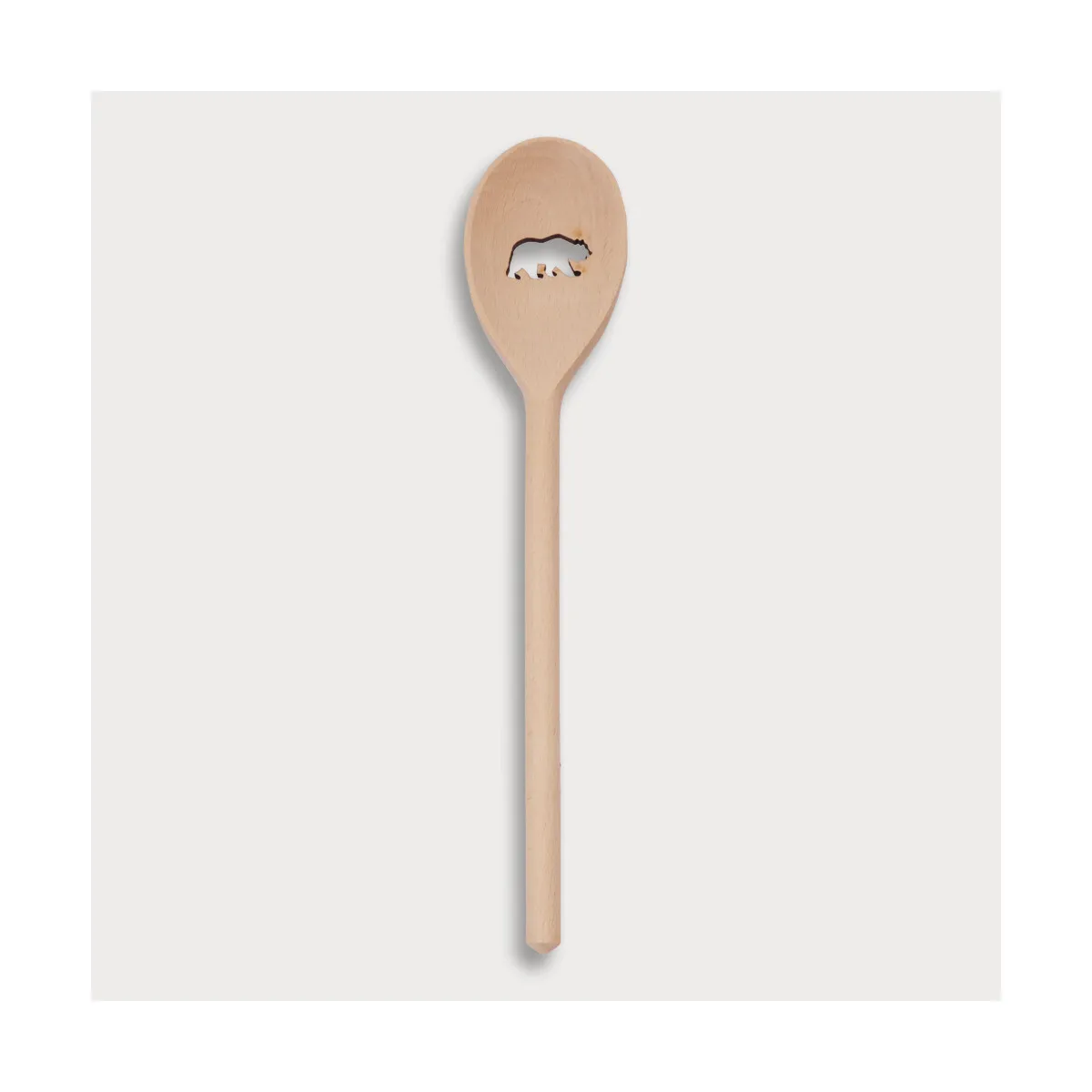 Cucchiaio da cucina in legno, ovale, con motivo di orso, 30 cm
