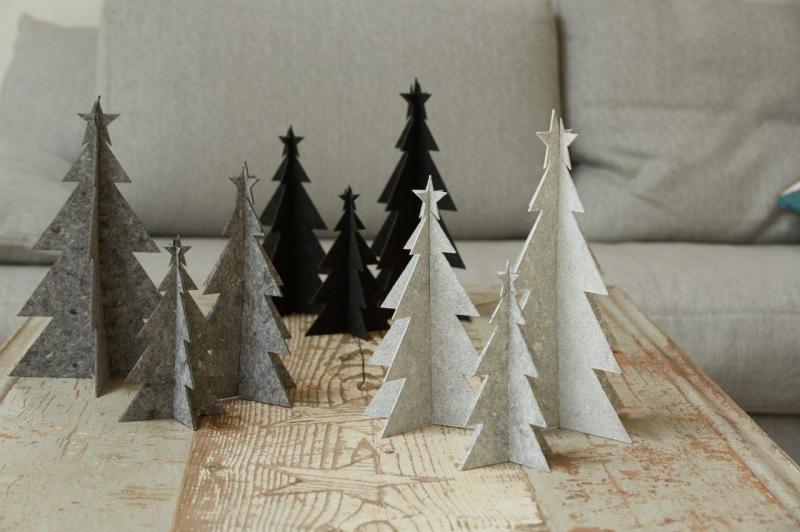 Deko Weihnachtsbaum in drei Größen, weiß aus Öko-Filz