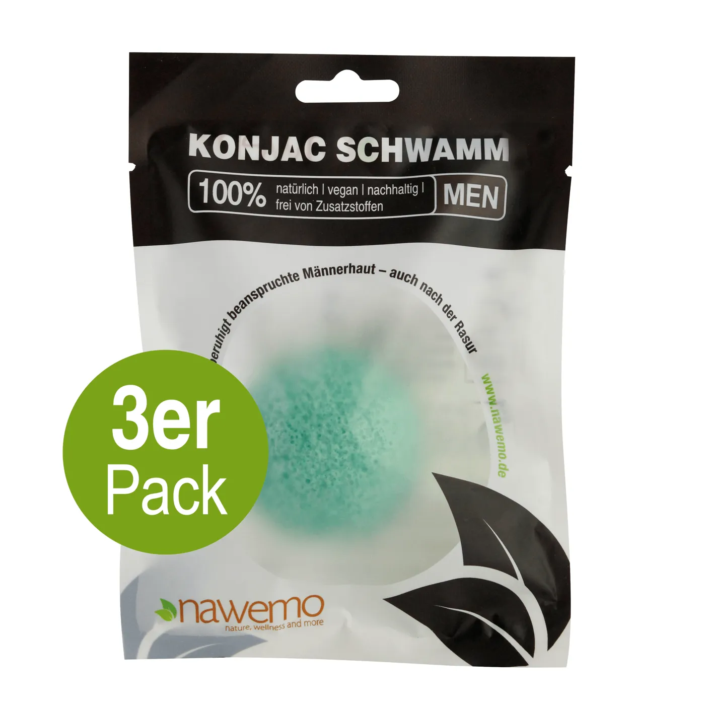 Konjac Schwamm MEN Pfefferminz - 3er Vorteilspack