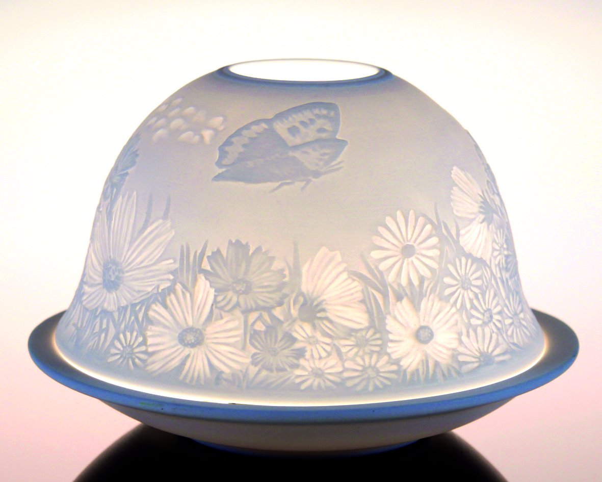 Dome-Lights "Sommerwiese", weiß - Leuchtobjekt aus Porzellan