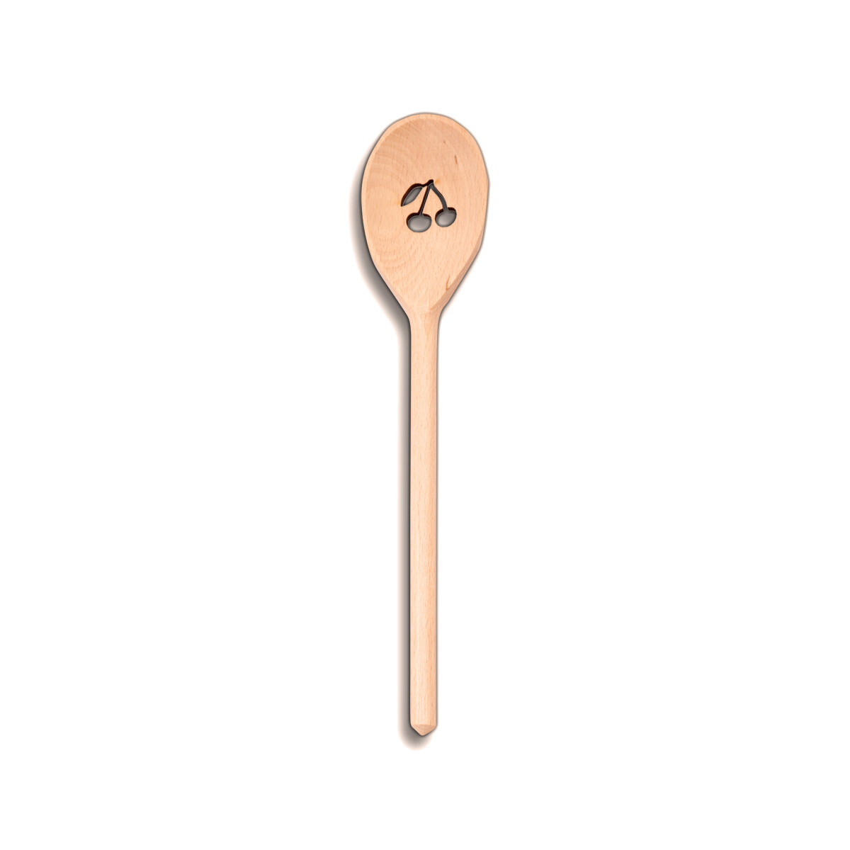 Cucchiaio da cucina in legno, ovale, con motivo a ciliegia, 30 cm