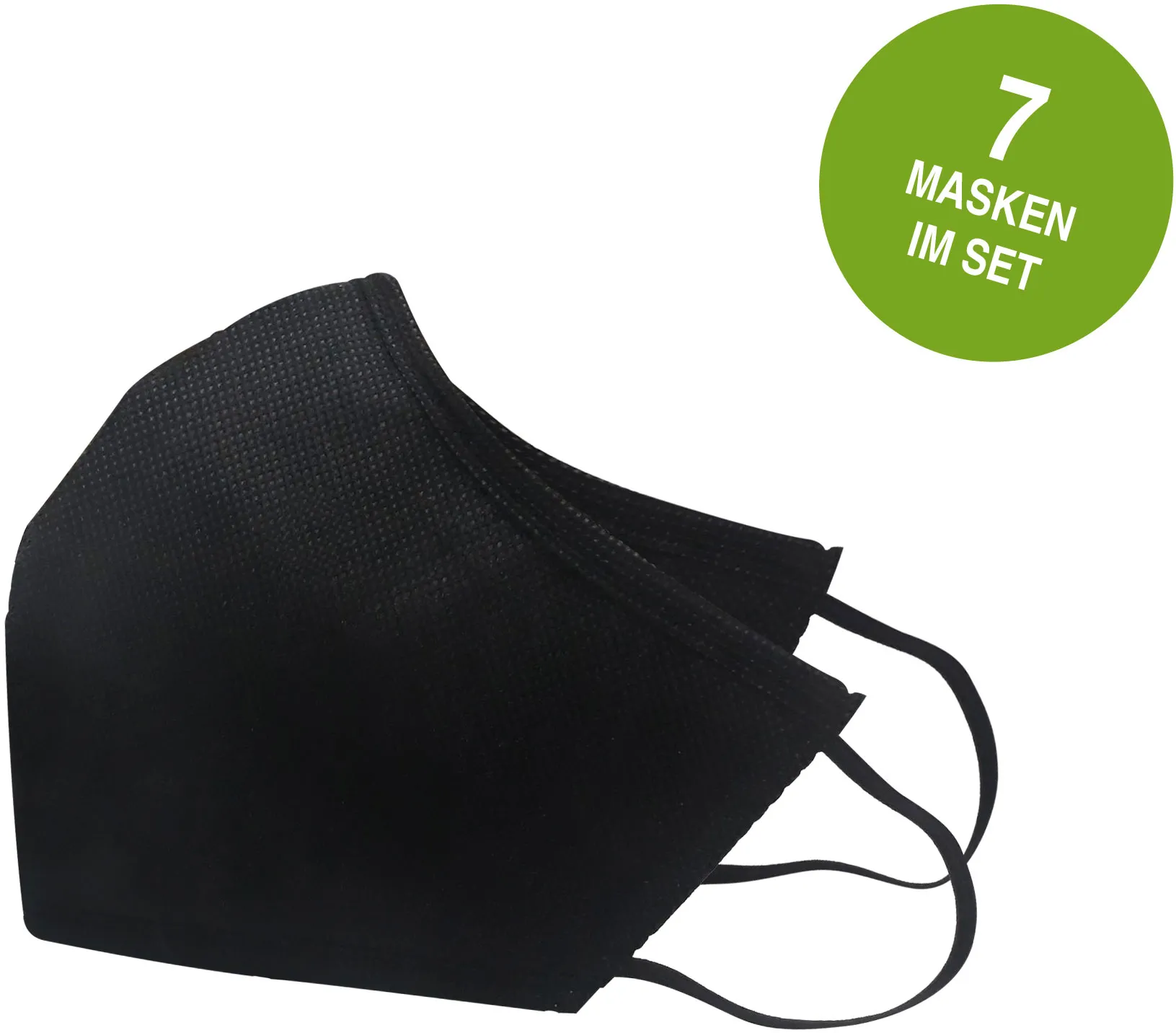 Mund & Nasen-Behelfsmasken, schwarz, 7er Pack