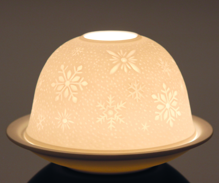Dome-Lights "Schneeflocken" - Leuchtobjekt aus Porzellan