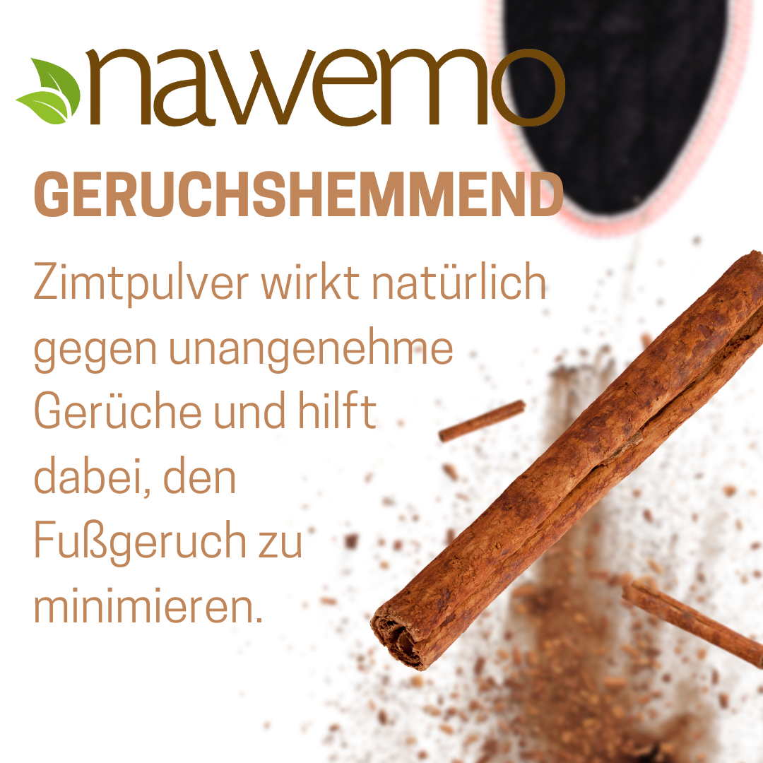 Suelas de canela Nawemo "terciopelo" Suelas de canela Nawemo 'terciopelo' con una rama de canela, diseñadas para comodidad y neutralización de olores.