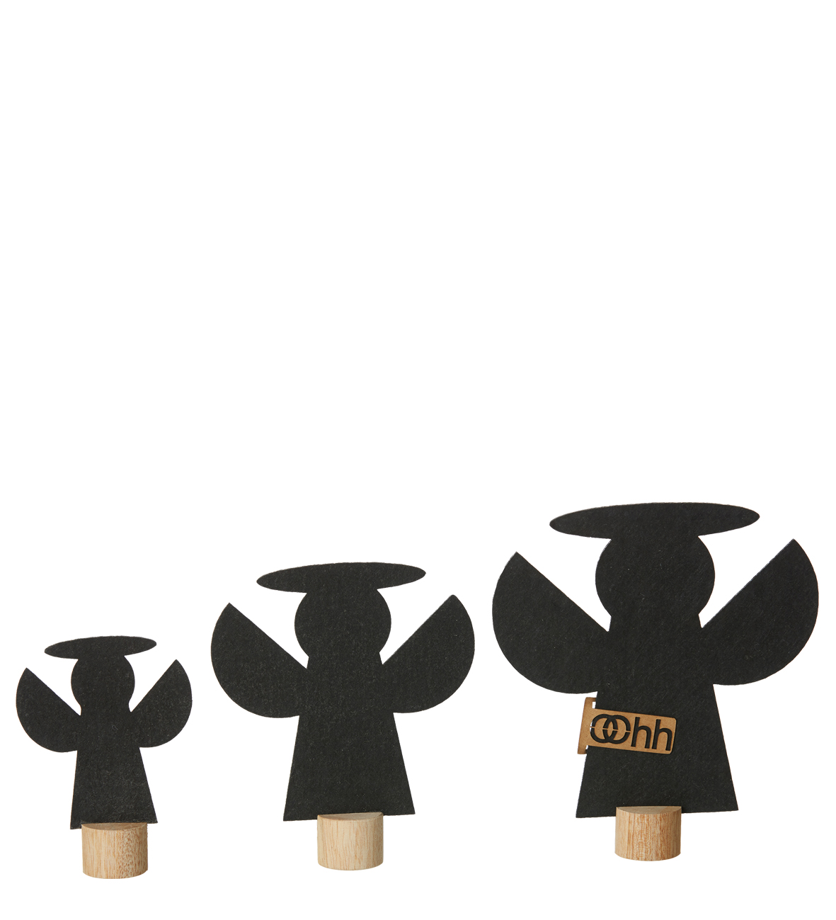 Deko-Engel aus Öko-Filz 3er-Set, schwarz
