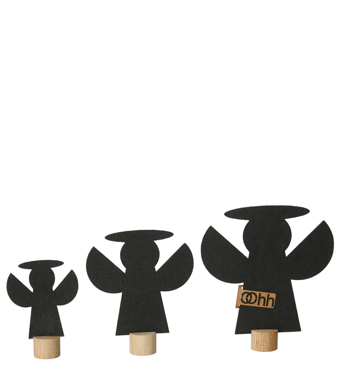 Deko-Engel aus Öko-Filz 3er-Set, schwarz