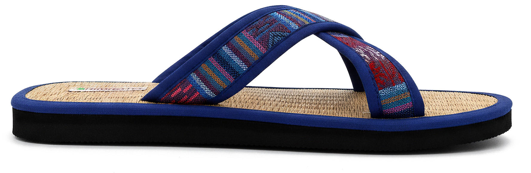 Pantuflas de canela Nawemo "Indian-Style" (estilo indio) Pantuflas de canela Nawemo 'Indian-Style' en azul con material superior colorido y suela antideslizante.