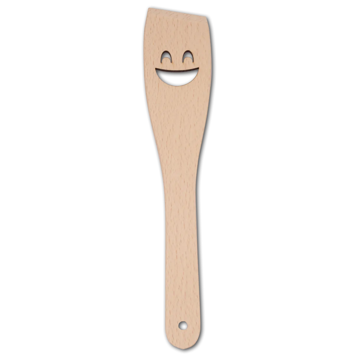Pfannenwender, mit Motiv lachendes Gesicht, aus Holz 30 cm