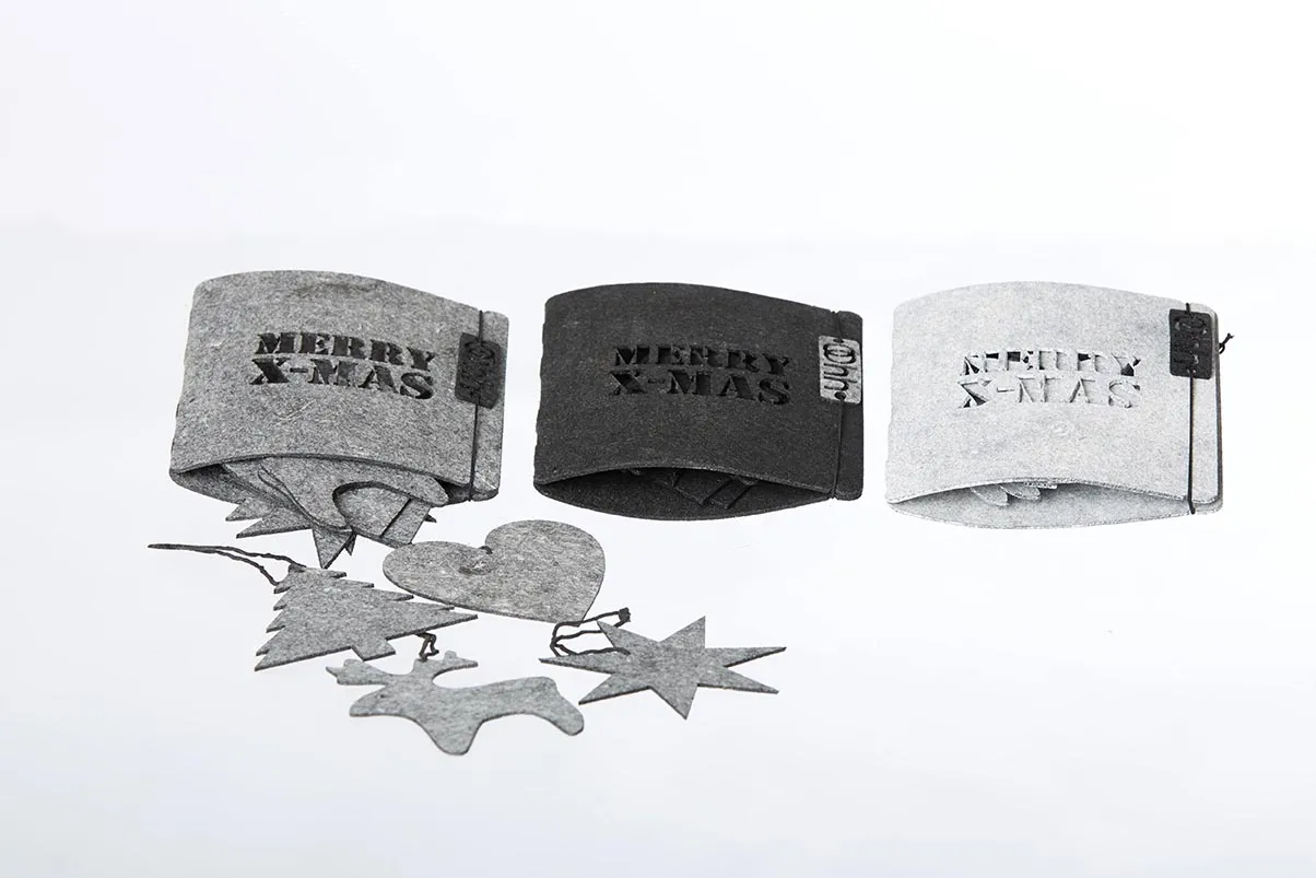 Weihnachtsbaumschmuck - 8er Set, grau aus Öko-Filz