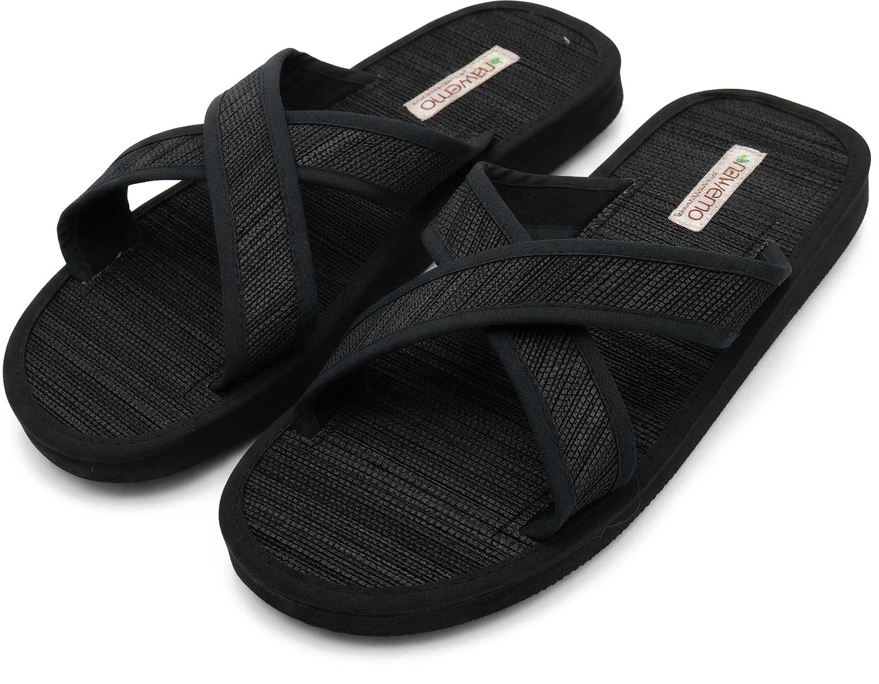 Zimtlatschen Nawemo "Noblesse", schwarz Zimtlatschen Nawemo "Noblesse" in Schwarz mit überkreuzten Riemchen und Binsenmatte.