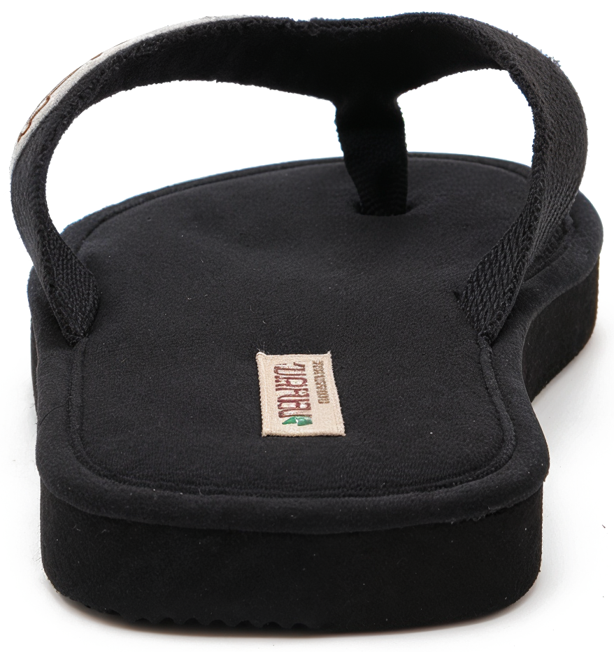 Nawemo Ganbaru Zimtlatschen – Schwarz Pantuflas de canela Nawemo 'Ganbaru' con diseño moderno y tira negra de bordado vietnamita.