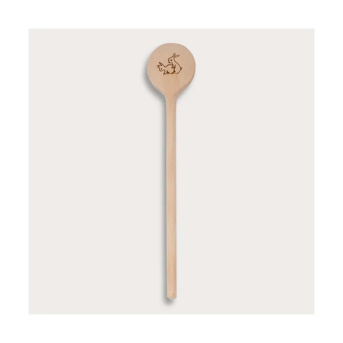 Cucchiaio da cucina in legno, rotondo, con motivo di conigli che sbattono, 30 cm