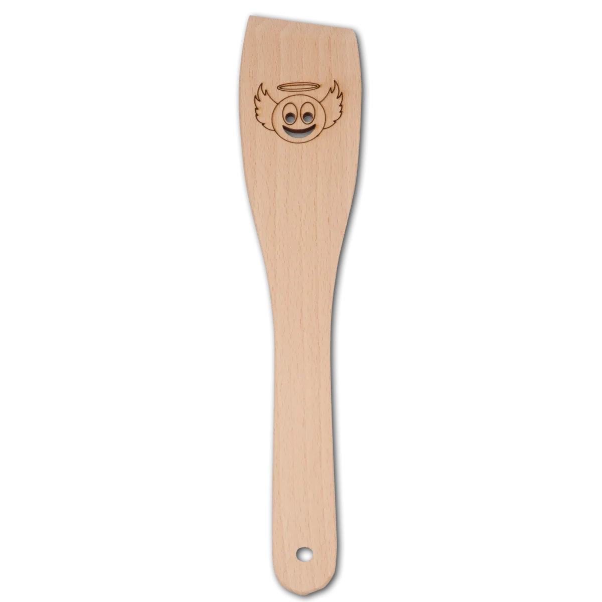 Pfannenwender, mit Motiv Engelchen Gesicht, aus Holz 30 cm