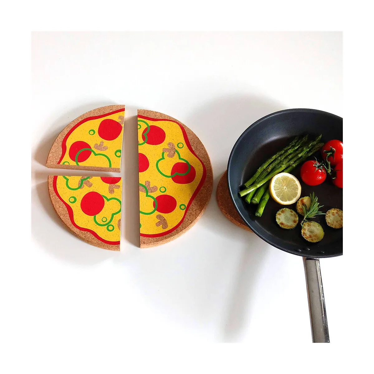 Topfuntersetzer, Pizza, 3er Set, aus Kork, 29 cm