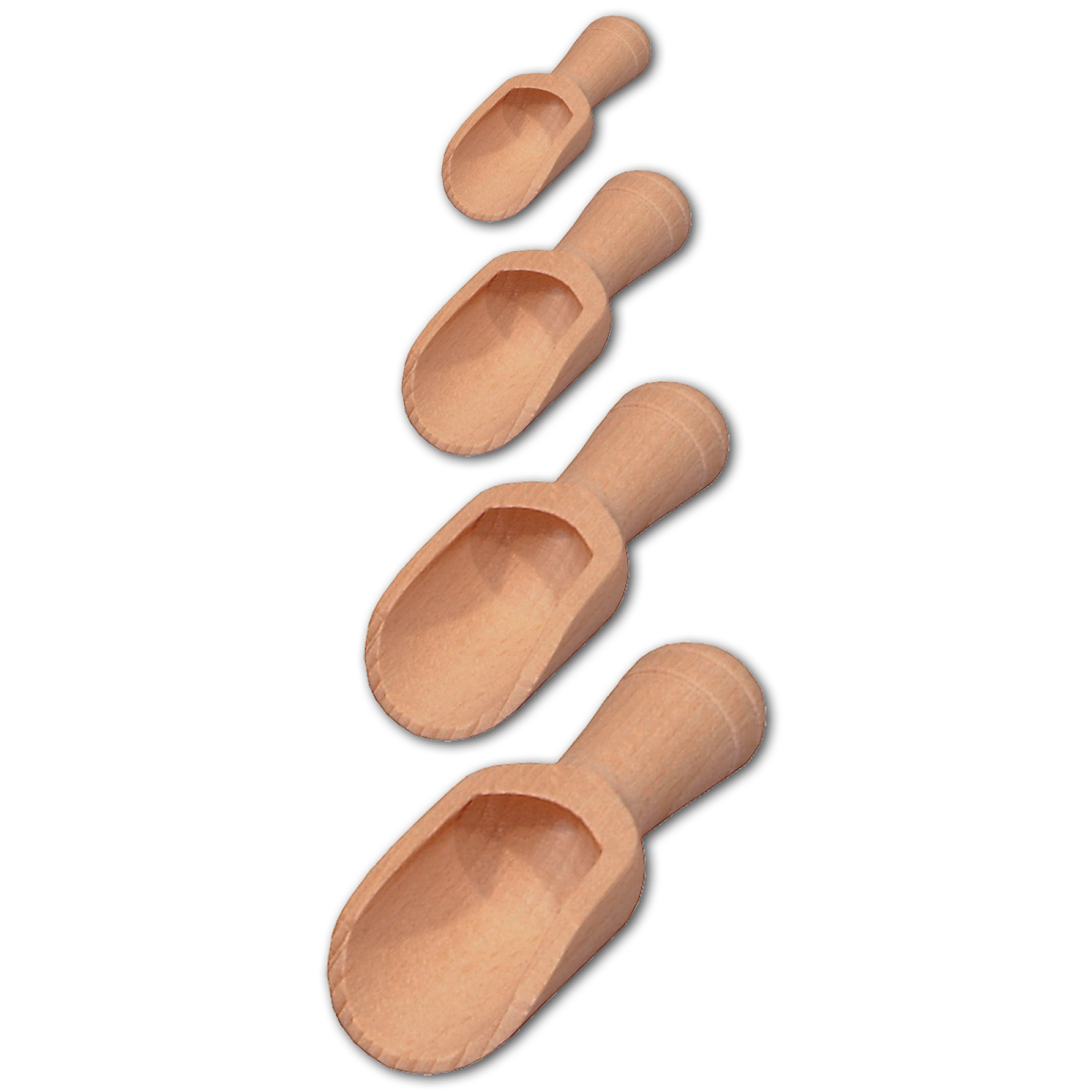 Gewürzschäufelchen Set, 4-teilig, aus Holz 15 cm