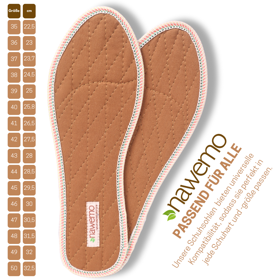 Semelles à la cannelle Nawemo "marron", forme étroite - paquet de 5 Semelles à la cannelle Nawemo "marron", forme étroite - paquet de 5