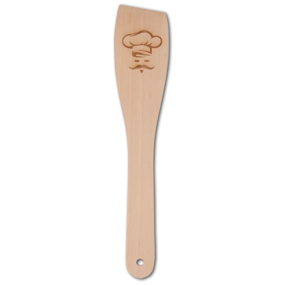 Pfannenwender, mit Motiv Gesicht mit Kochmütze, aus Holz 30 cm