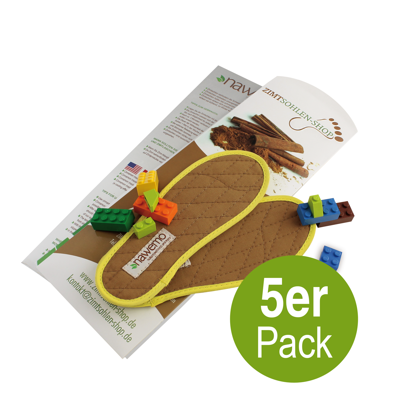 Zimtsohlen Nawemo "braun", Kindergrößen - 5er Pack