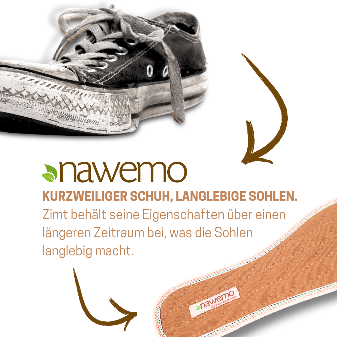 Suelas canela Nawemo "marrón", ajuste normal - paquete de 5 Suelas canela Nawemo marrones con ajuste normal, diseñadas para comodidad y neutralización de olores.