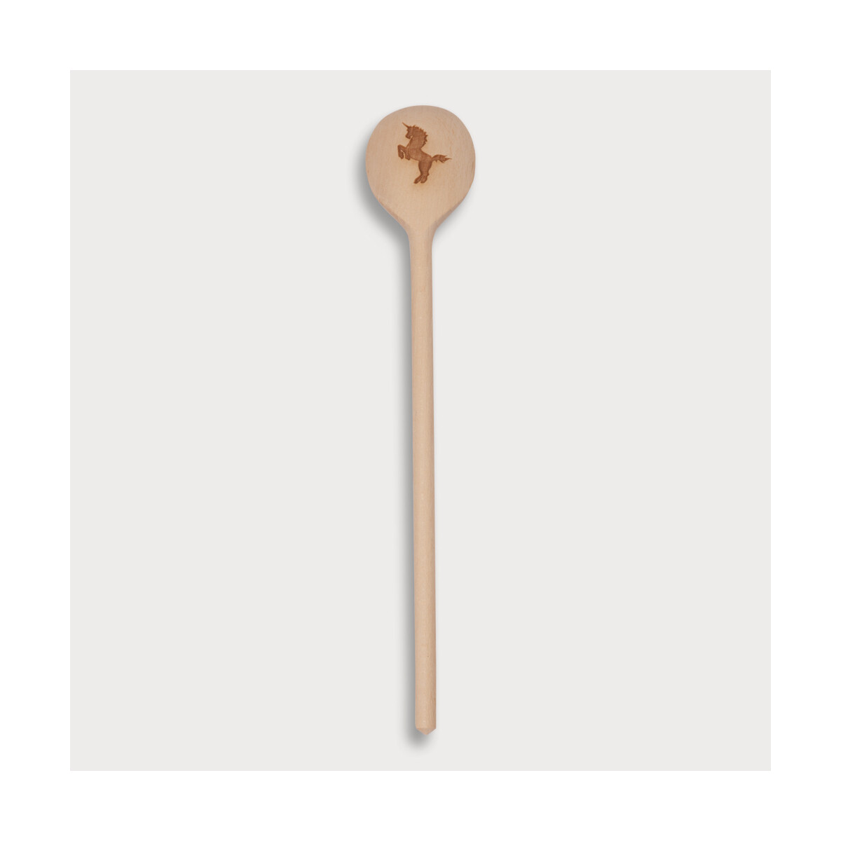 Cucchiaio da cucina in legno, rotondo, con motivo a unicorno, 30 cm
