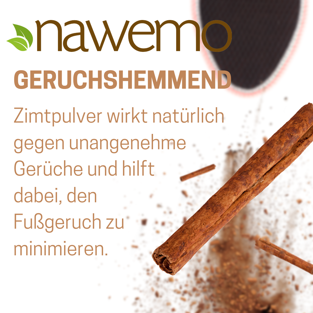 Suelas de canela Nawemo "3D" - paquete de 5 Suelas de canela Nawemo '3D' hechas de canela, diseñadas para neutralizar olores y ofrecer comodidad.