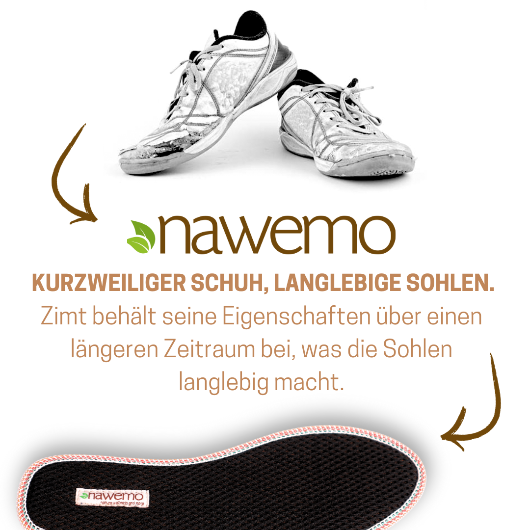 Suelas de canela Nawemo "3D" - paquete de 5 Suelas de canela Nawemo "3D" en negro con base antideslizante, ideales para comodidad y control de olores.