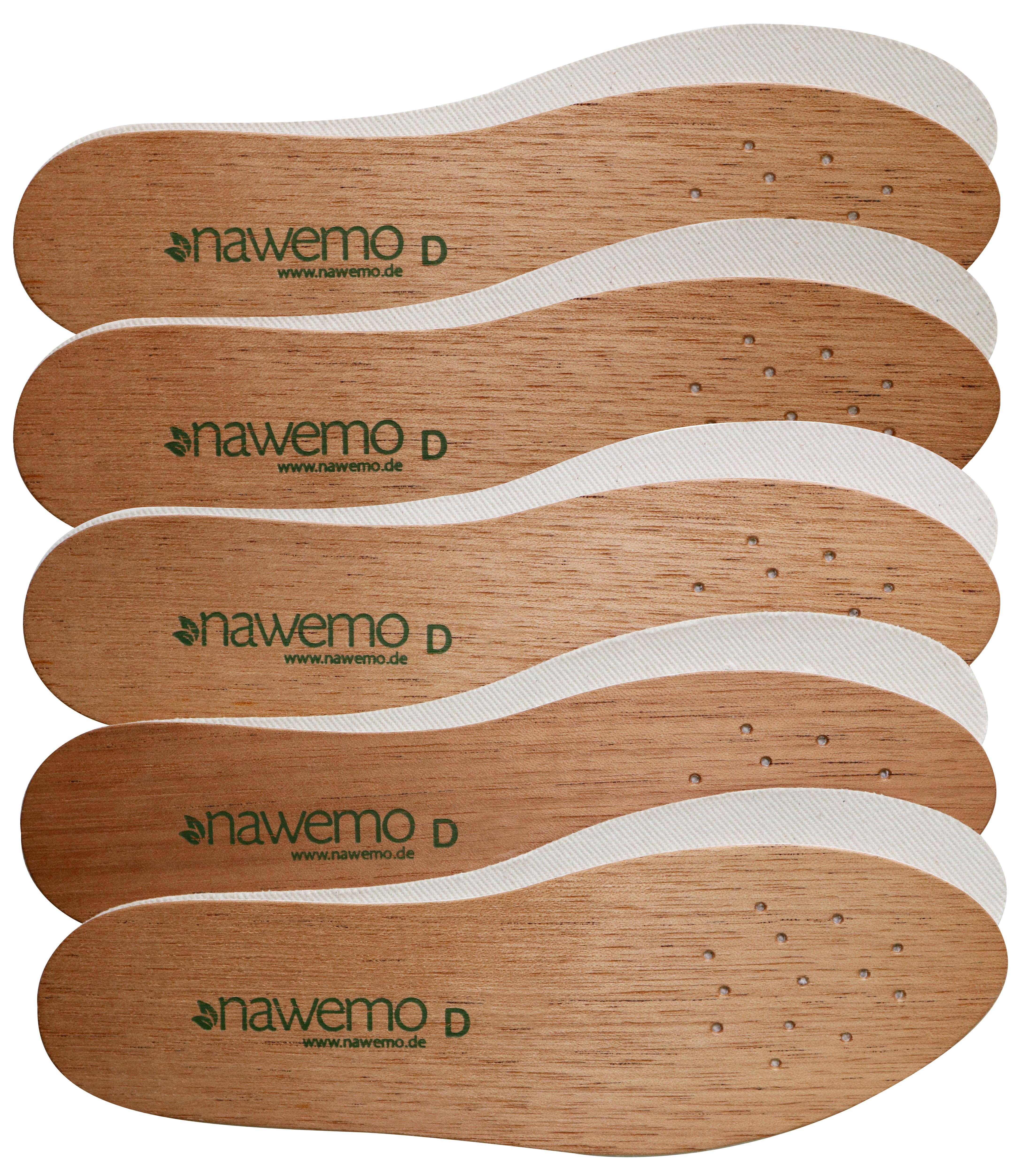 D5 Zedernholzsohlen Nawemo für Damen, 5 Stück, glatte Oberfläche, Made in Deutschland.