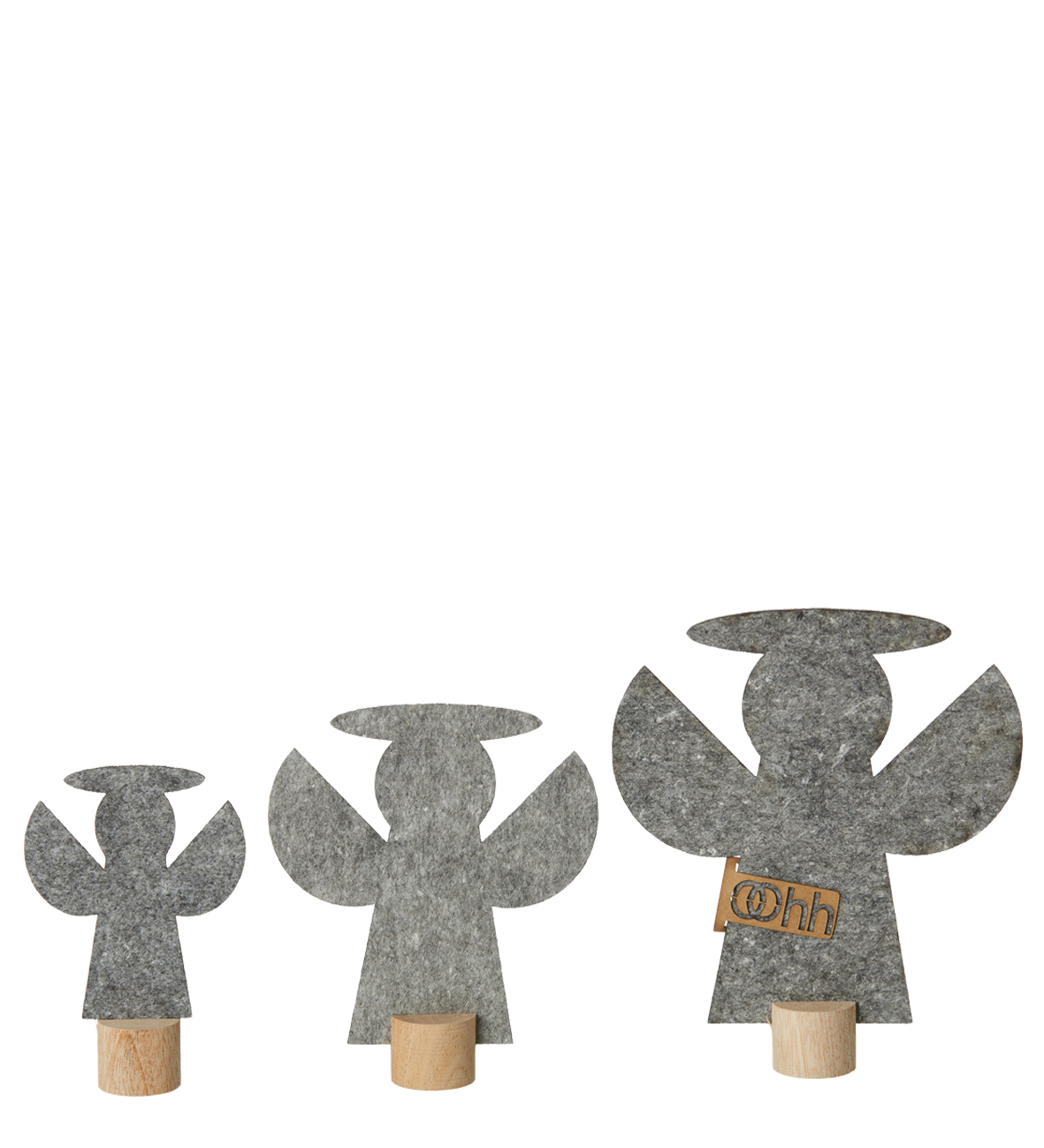 FAGY-high Set di 3 angeli decorativi in eco-feltro, grigio