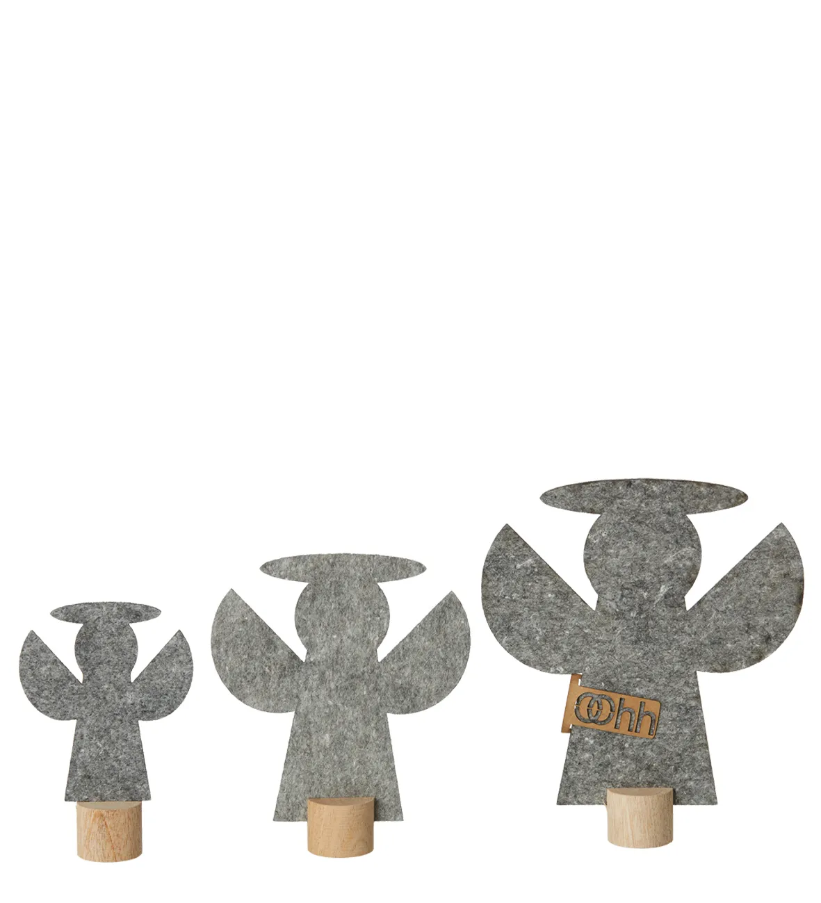 Deko-Engel aus Öko-Filz 3er-Set, grau
