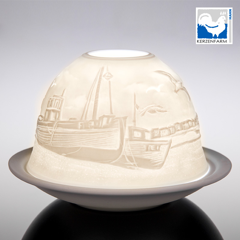Dome-Light, Fischkutter - Leuchtobjekt aus Porzellan
