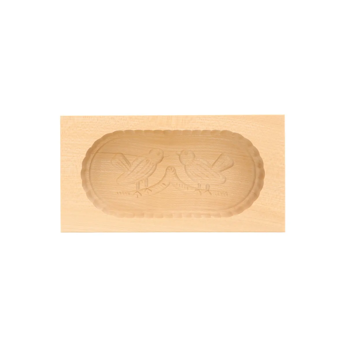 Butterform, eckig, 250 Gramm, 2 Vögel aus Holz 19 cm
