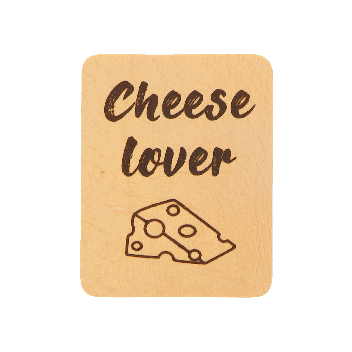 untersetzer-rechteckig-mit-motiv-cheese-lover-aus-holz-10-cm Sottobicchiere rettangolare con motivo "Cheese lover" in legno 10 cm".
