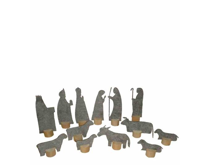 Deko-Krippenfiguren aus Öko-Filz, grau