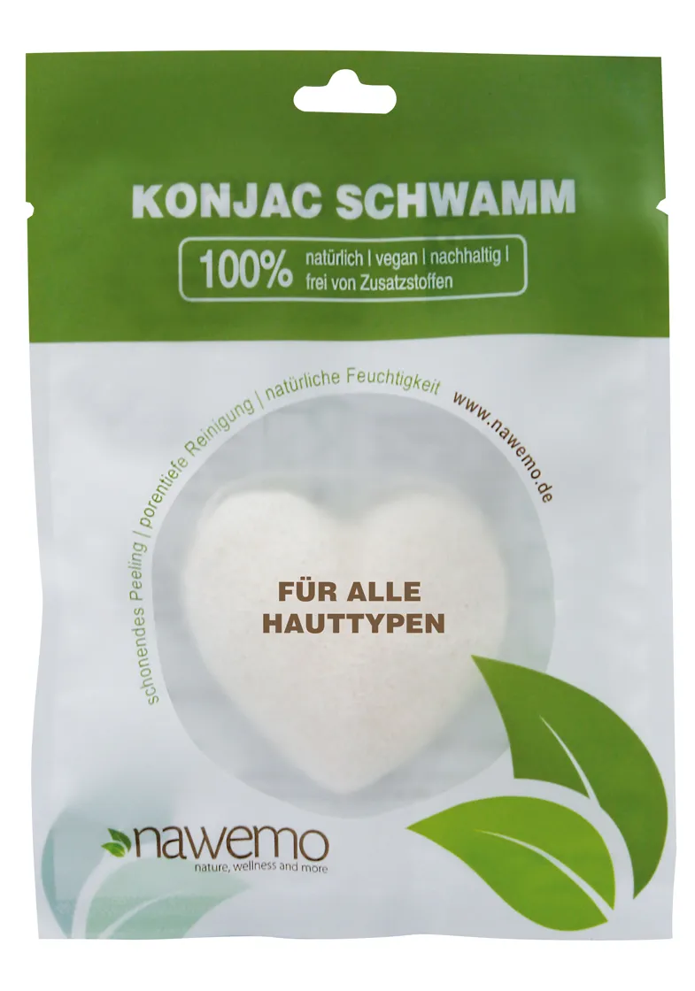 Konjac Schwamm Herzform alle Hauttypen Verpackung