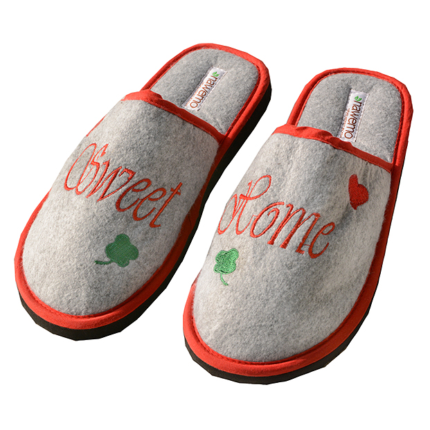 Zimthausschuhe Nawemo "Sweet Home", grau-rot
