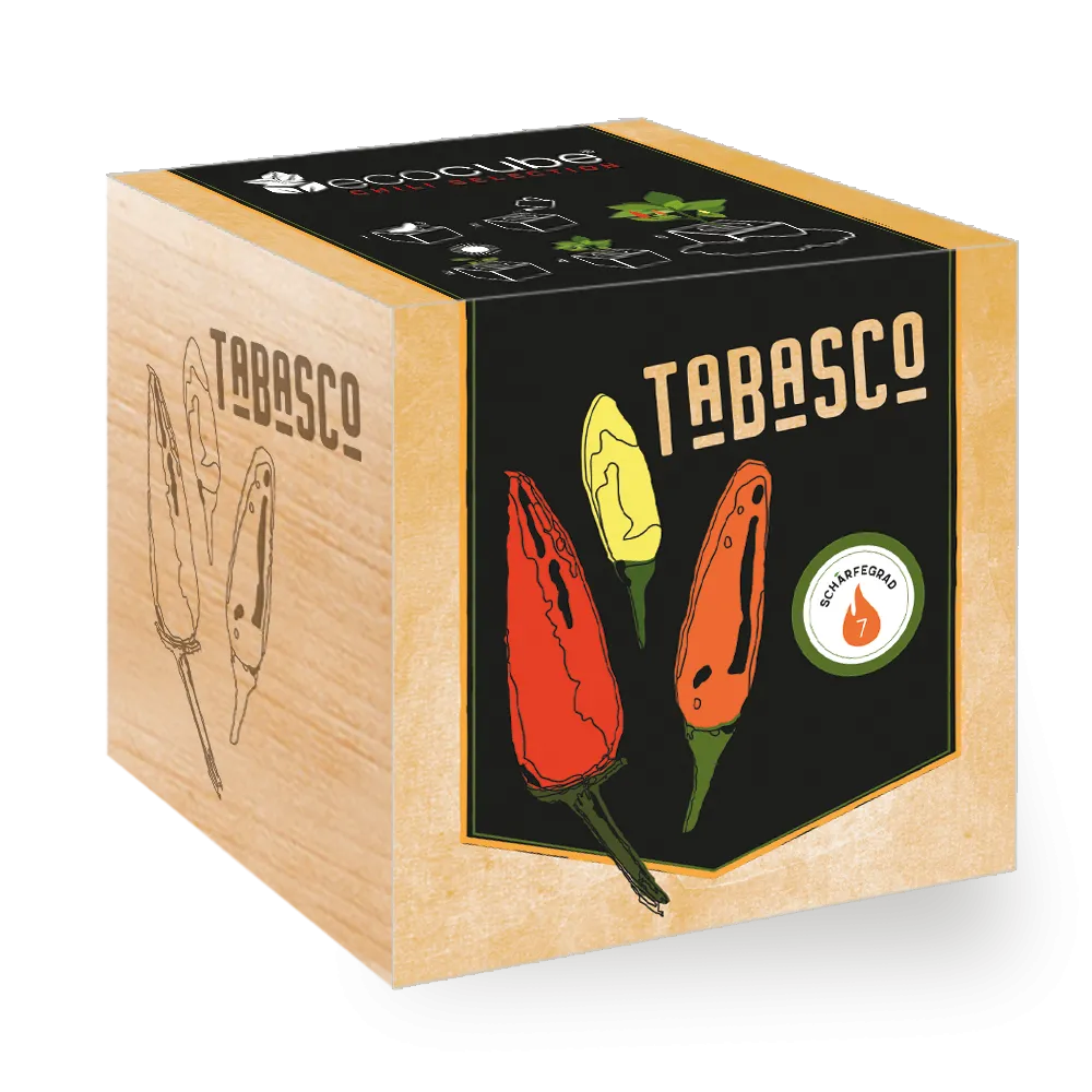 Ecocube Pflanze im Holzwürfel "Tabasco"