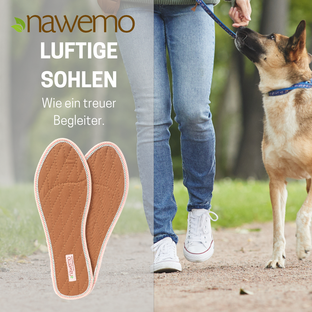 Suelas canela Nawemo "marrón", ajuste normal - paquete de 5 Suelas canela Nawemo marrones con ajuste normal, diseñadas para comodidad y neutralización de olores.