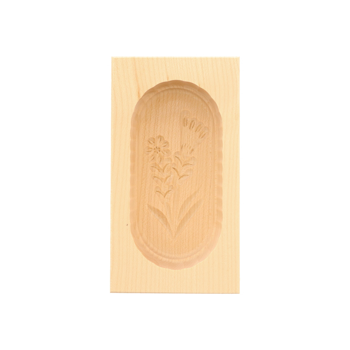Butterform, eckig, 125 Gramm, Enzian aus Holz 14 cm
