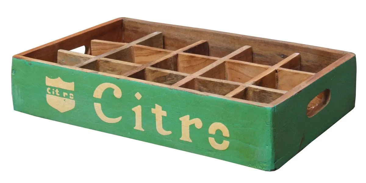 Fundholz Recycling Getränketablett "Citro", grün-gelb