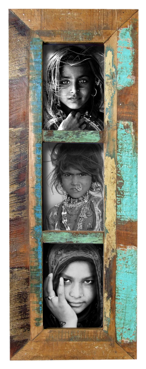 fundholz-recycling-bilderrahmen-trilogie-62cm-x-23cm-br3 Trilogy picture frame made of recycled wood, 62cm x 23cm, featuring three black and white images.