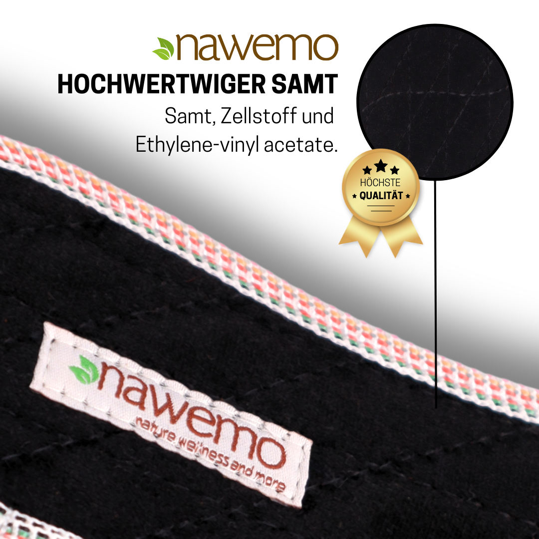 Suelas de canela Nawemo "terciopelo" Suelas de canela Nawemo 'terciopelo' de celulosa y acetato de vinilo etileno, en negro con borde colorido.